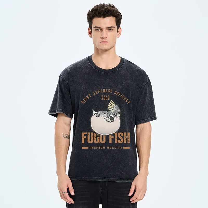 Tokyo-Tiger Fugu Fish Japanese Washed T-Shirt