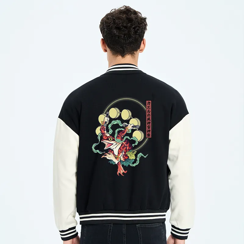 Tokyo-Tiger Frog Monster Japanese Embroidery Varsity Jacket