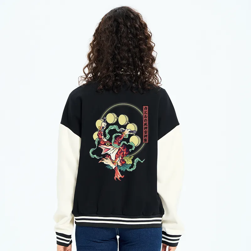 Tokyo-Tiger Frog Monster Japanese Embroidery Varsity Jacket