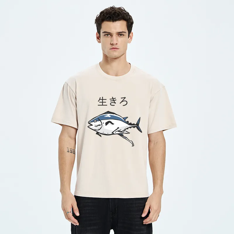 Tokyo-Tiger Running Fish Washed T-Shirt