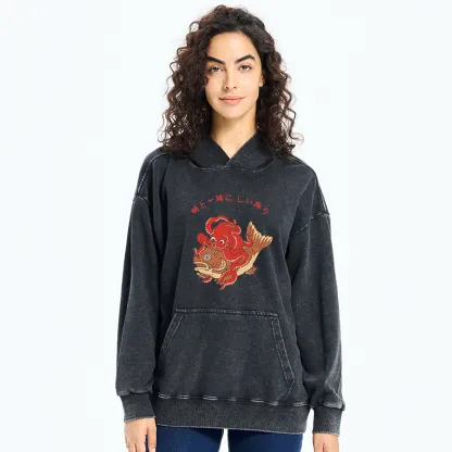 Tokyo-Tiger Octopus And Koi Dance Together Washed Hoodie