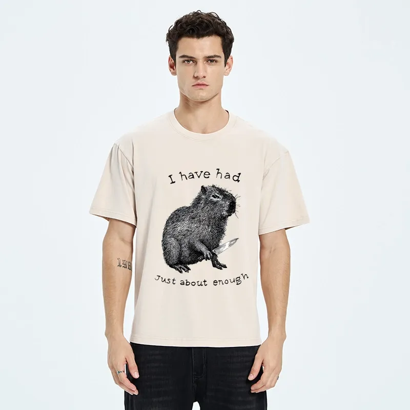 Tokyo-Tiger Capybara With A Knife Washed T-Shirt