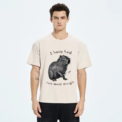 Tokyo-Tiger Capybara With A Knife Washed T-Shirt