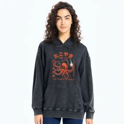Tokyo-Tiger Octopus Drinks Soju Washed Hoodie