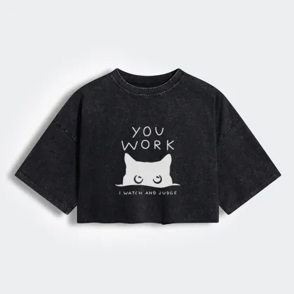 Tokyo-Tiger A Cat That Spies Women's Washed Crop T-Shirt