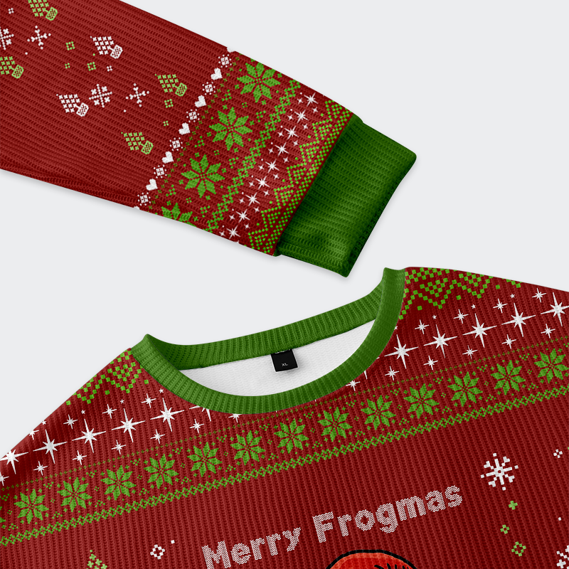 Tokyo-Tiger Off to Commit Frogmas Mayhem Christmas Ugly Sweatshirt