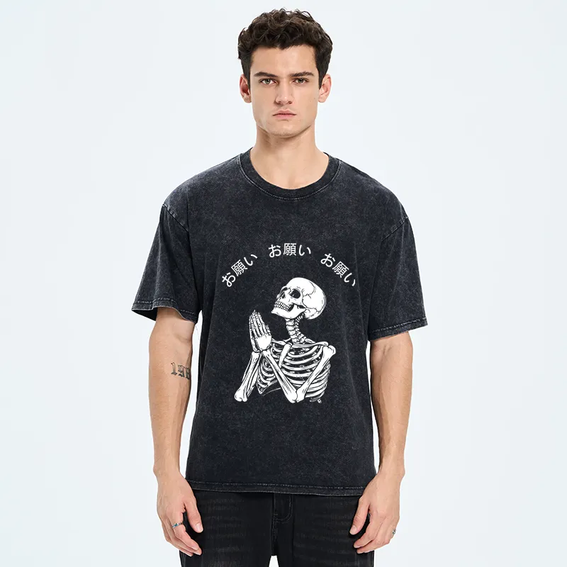 Tokyo-Tiger Skull Prayer Washed T-Shirt