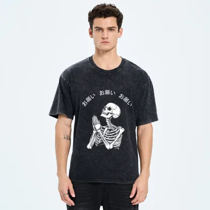 Tokyo-Tiger Skull Prayer Washed T-Shirt