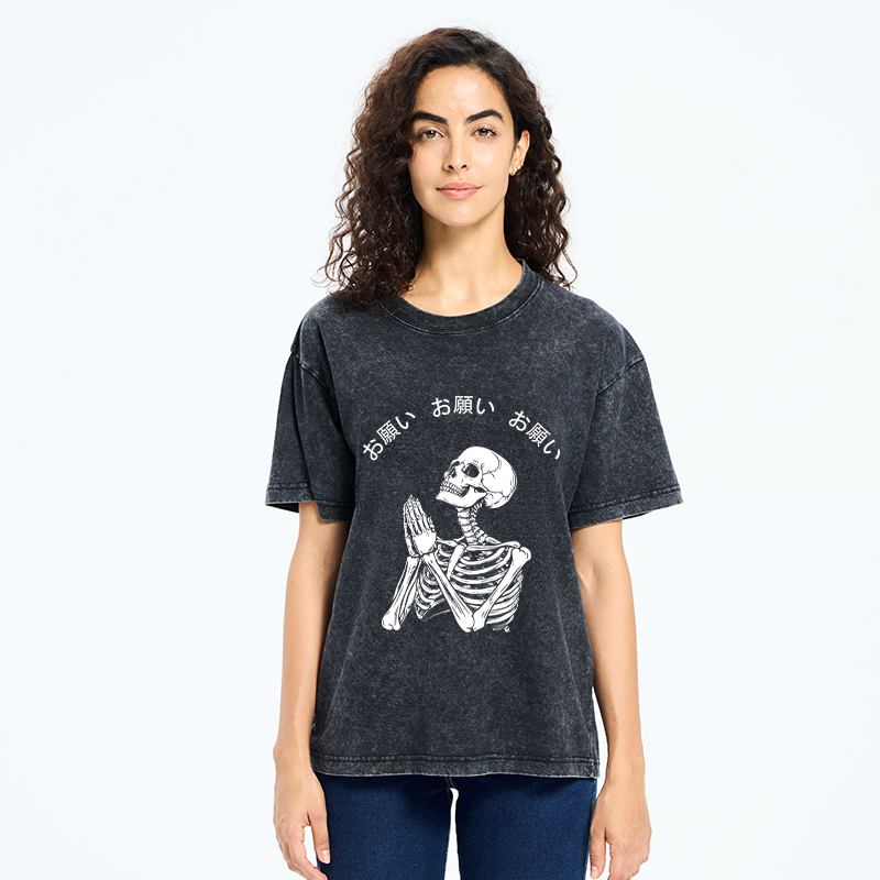 Tokyo-Tiger Skull Prayer Washed T-Shirt