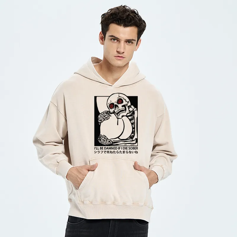 Tokyo-Tiger I'll Be Danned If I Die Sober Washed Hoodie