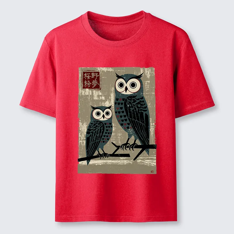 Tokyo-Tiger Japanese Style Retro Owls Classic T-Shirt
