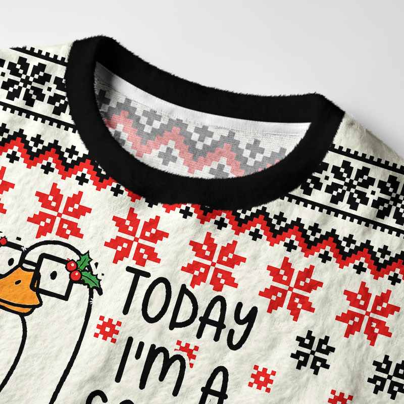 Tokyo-Tiger Serious Goose Fuzzy Christmas Ugly Sweatshirt