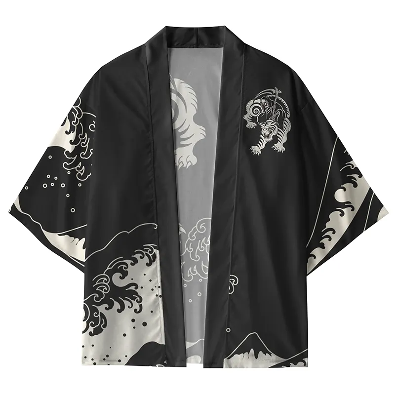 Tokyo-Tiger Tiger And Waves Kimono Cardigan