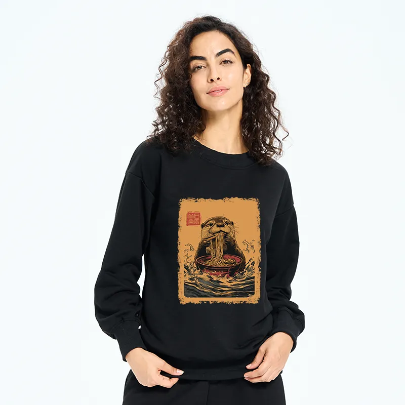 Tokyo-Tiger Ramen Lover Otter Circle Sweatshirt