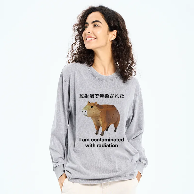 Tokyo-Tiger Capybara Contaminated By Radiation Washed Long Sleeve T-Shirt