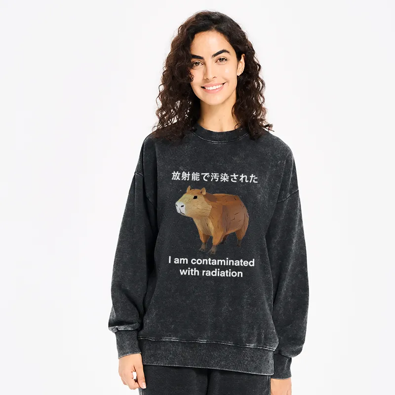 Tokyo-Tiger Capybara Contaminated By Radiation Washed Sweatshirt
