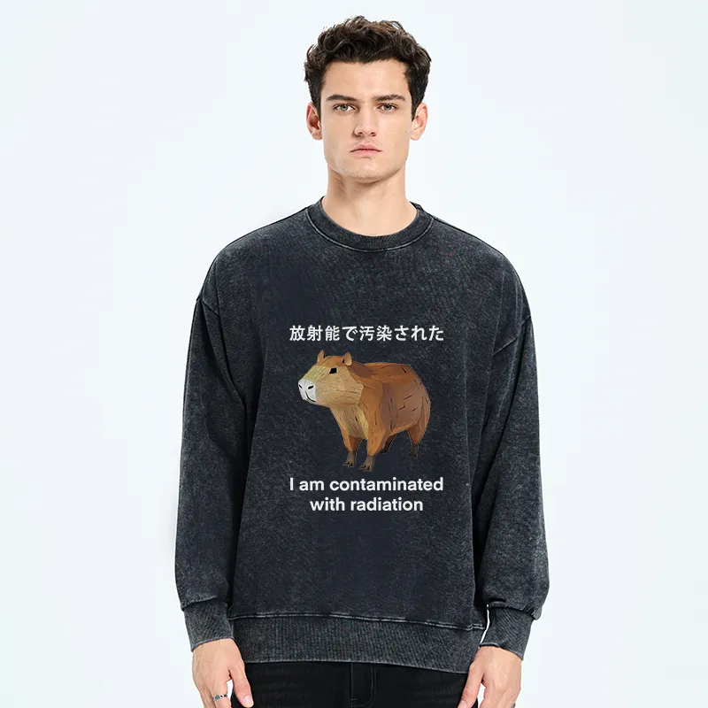 Tokyo-Tiger Capybara Contaminated By Radiation Washed Sweatshirt