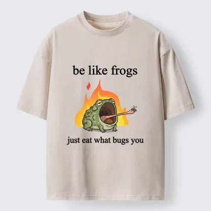Tokyo‑Tiger Funny Fire Frog Meme Washed T‑Shirt