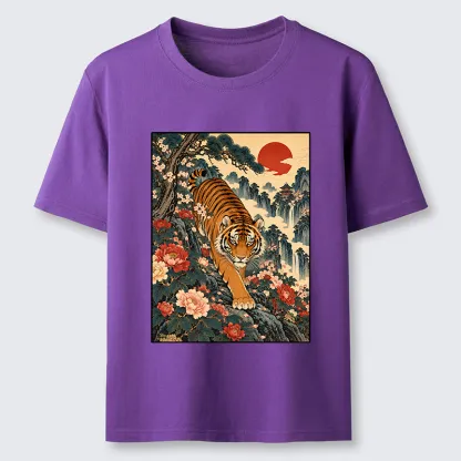 Tokyo-Tiger Vintage Ukiyo Wild Tiger Floral Graphic Classic T-Shirt