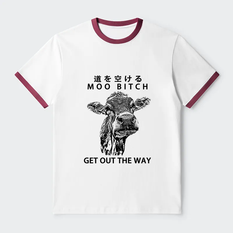 Tokyo-Tiger Funny Cow Contrast Trim T-Shirt