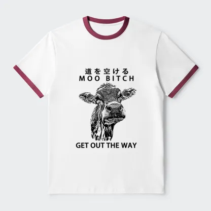 Tokyo-Tiger Funny Cow Contrast Trim T-Shirt