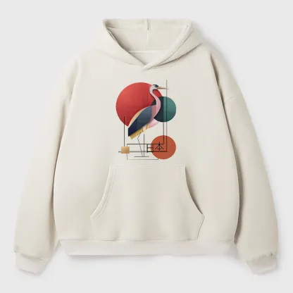 Tokyo-Tiger Geometric Crane Art Adult Fleece Hoodie