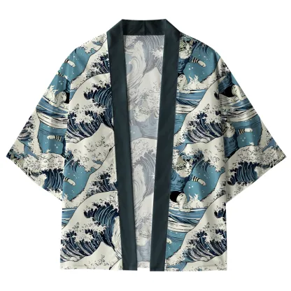 Tokyo-Tiger Cat's Surfing Trip Japanese Kimono Cardigan