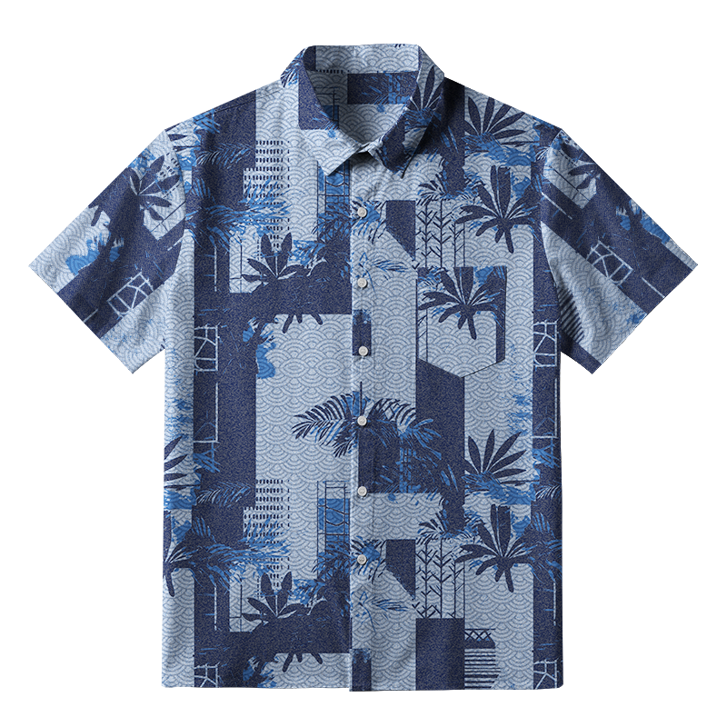 Tokyo-Tiger Palms Meets Geometric Art Button-up Shirt