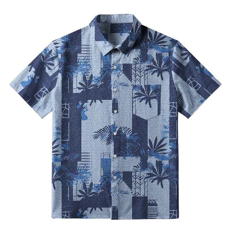 Tokyo-Tiger Palms Meets Geometric Art Button-up Shirt Sale