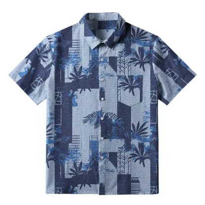 Tokyo-Tiger Palms Meets Geometric Art Button-up Shirt