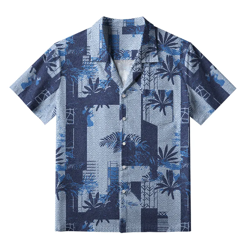 Tokyo-Tiger Palms Meets Geometric Art Aloha Hawaiian Shirt Sale