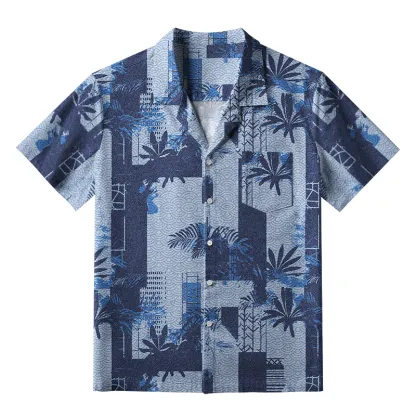 Tokyo-Tiger Palms Meets Geometric Art Aloha Hawaiian Shirt
