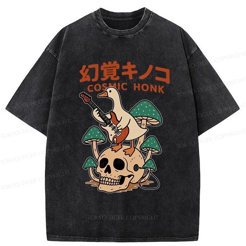 Tokyo-Tiger Hallucinogenic Mushrooms Cosmic Honk Washed T-Shirt