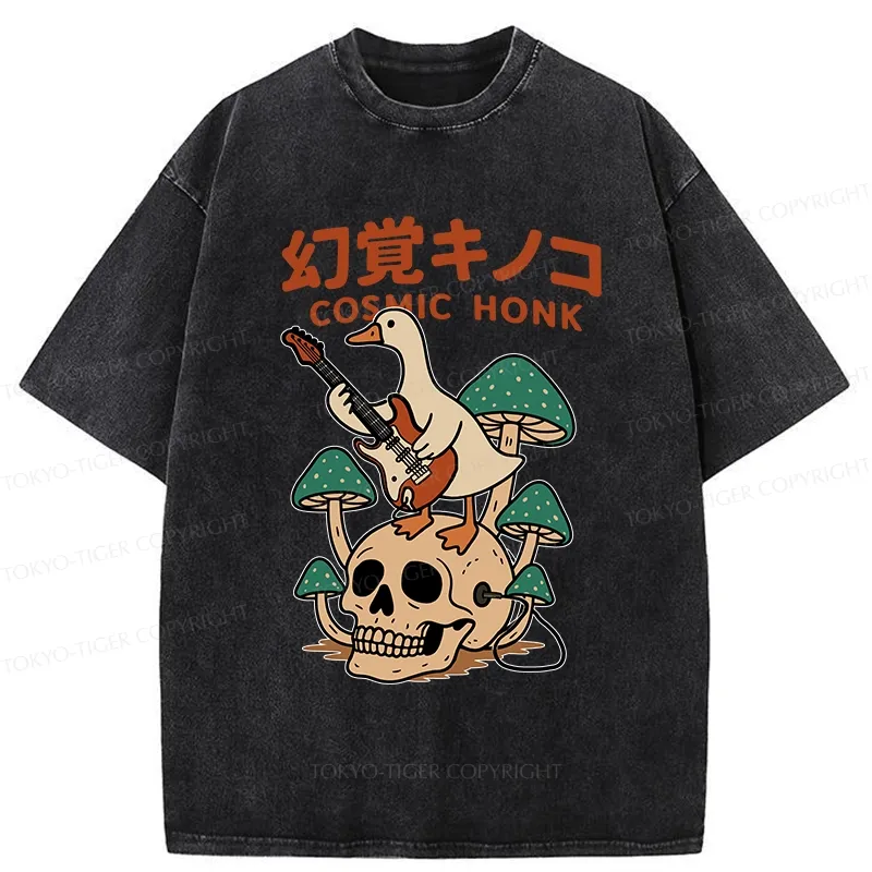 Tokyo-Tiger Hallucinogenic Mushrooms Cosmic Honk Washed T-Shirt