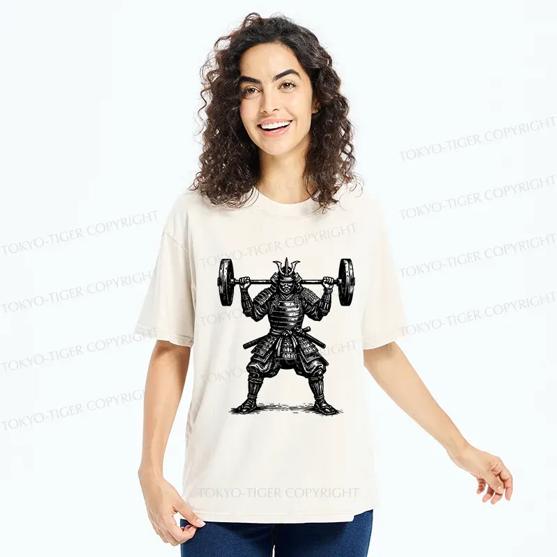 Tokyo-Tiger Warrior Weightlifting Washed T-Shirt