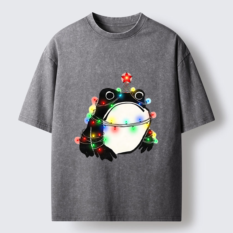 Tokyo-Tiger Christmas Lights Frog Washed T-Shirt