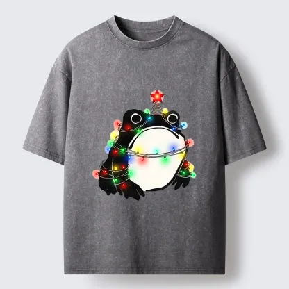 Tokyo-Tiger Christmas Lights Frog Washed T-Shirt