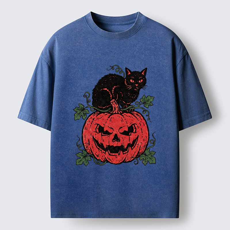 Tokyo-Tiger Pumpkin Black Cat Washed T-Shirt