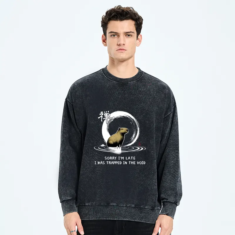 Tokyo-Tiger Zen Capybara Was Trapped In The Void Washed Sweatshirt
