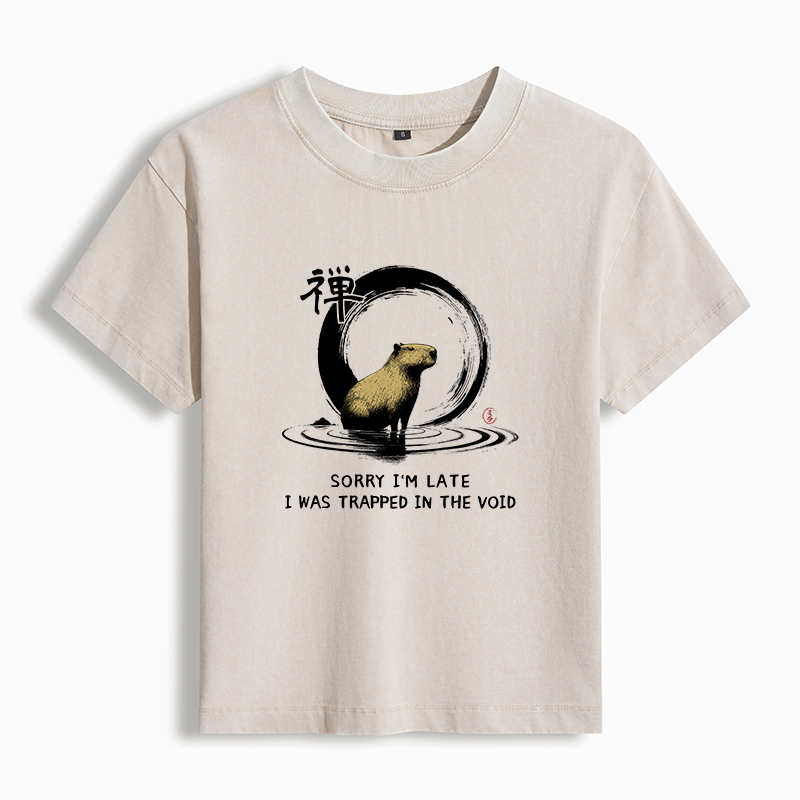 Tokyo-Tiger Zen Capybara Was Trapped In The Void Women's Washed T-shirt