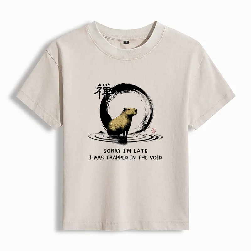 Tokyo-Tiger Zen Capybara Was Trapped In The Void Women's Washed T-shirt