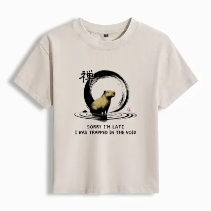 Tokyo-Tiger Zen Capybara Was Trapped In The Void Women's Washed T-shirt