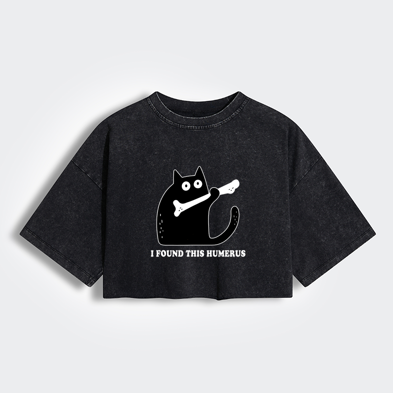 Tokyo-Tiger Cat Found This Humerus Women's Washed Crop T-Shirt