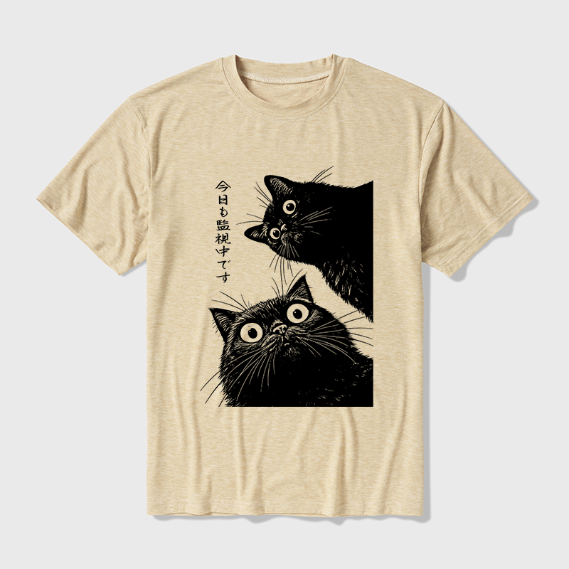 Tokyo-Tiger The Cat Is Watching Today Cotton Blend T-Shirt