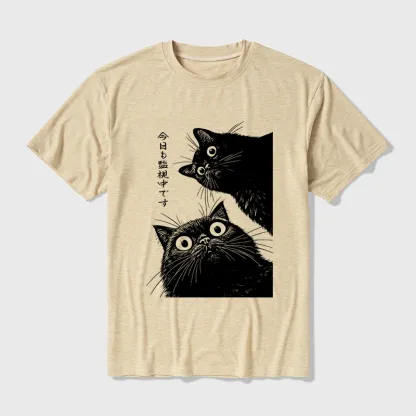Tokyo-Tiger The Cat Is Watching Today Cotton Blend T-Shirt