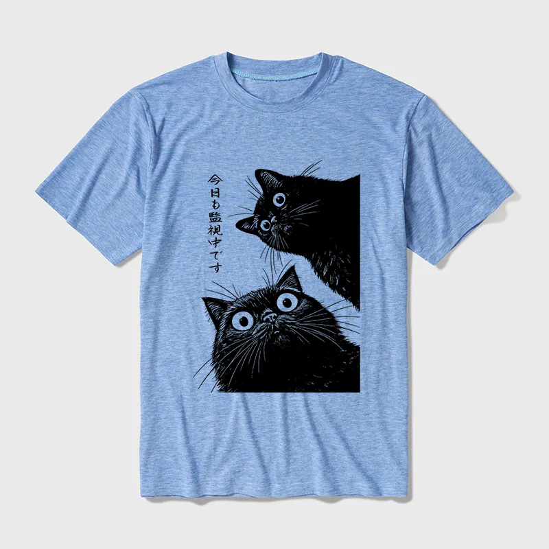 Tokyo-Tiger The Cat Is Watching Today Cotton Blend T-Shirt