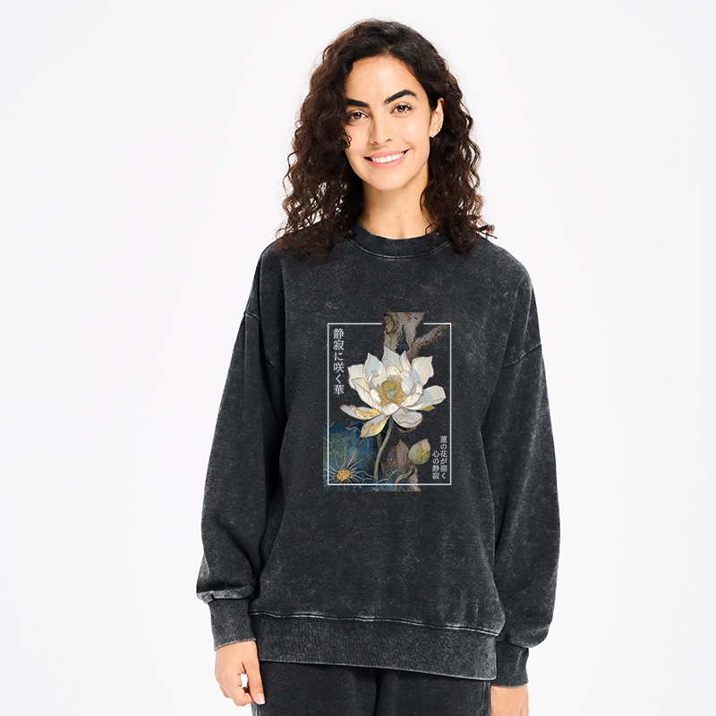 Tokyo-Tiger Blooming Lotus Japan Washed Sweatshirt