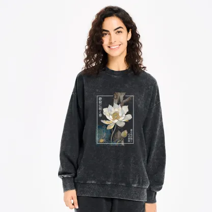 Tokyo-Tiger Blooming Lotus Japan Washed Sweatshirt