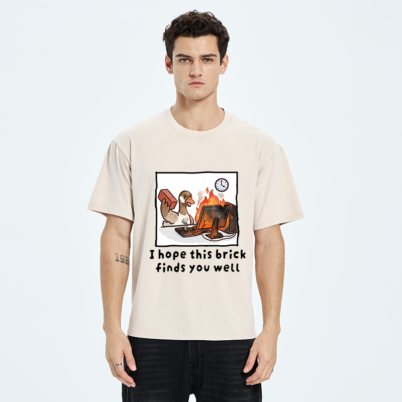 Tokyo-Tiger Office Angry Duck Graphic Washed T-Shirt