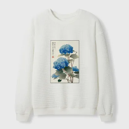 Tokyo-Tiger Ukiyoe Hydrangeas: A Reflection of the Soul Waffle Sweatshirt